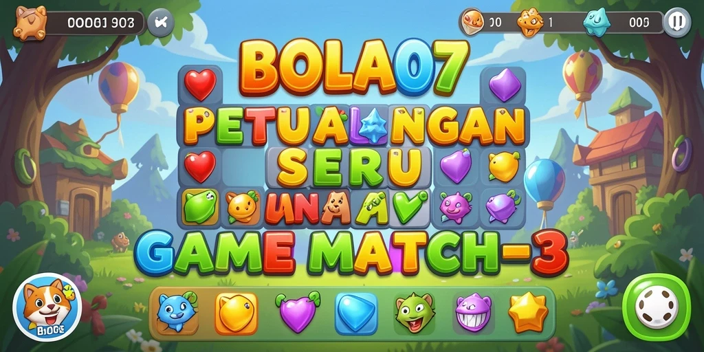 Tangkapan layar gameplay BOLA07 yang menunjukkan kombinasi bola warna-warni.