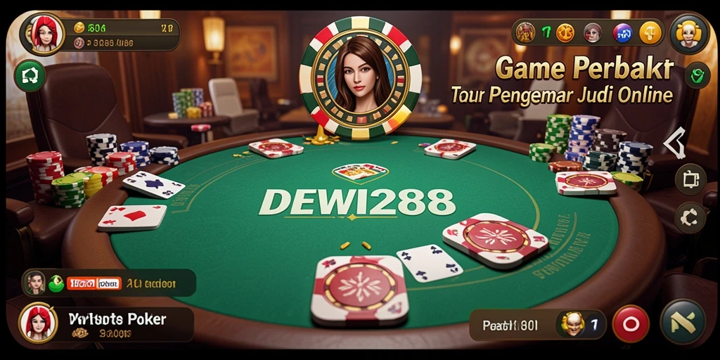 Tampilan gameplay menarik dalam aplikasi DEWI288 Poker.