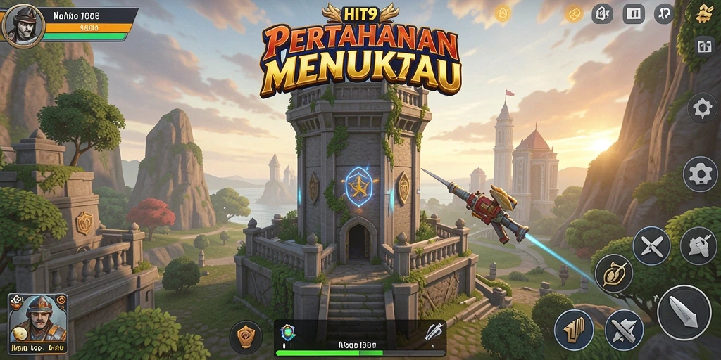 Tampilan gameplay HIT9 yang sukses dalam pertahanan menara.