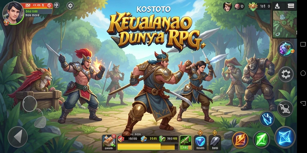 Tampilan gameplay KOSTOTO dengan karakter yang sedang bertarung.