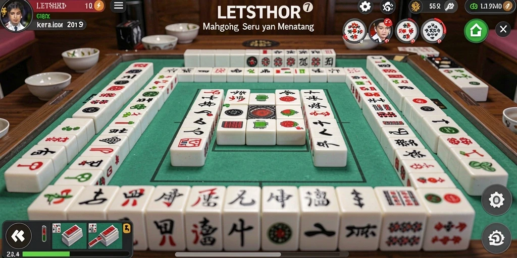 Tampilan screenshot LETSTHOR yang menarik dengan gameplay Mahjong yang mendebarkan.