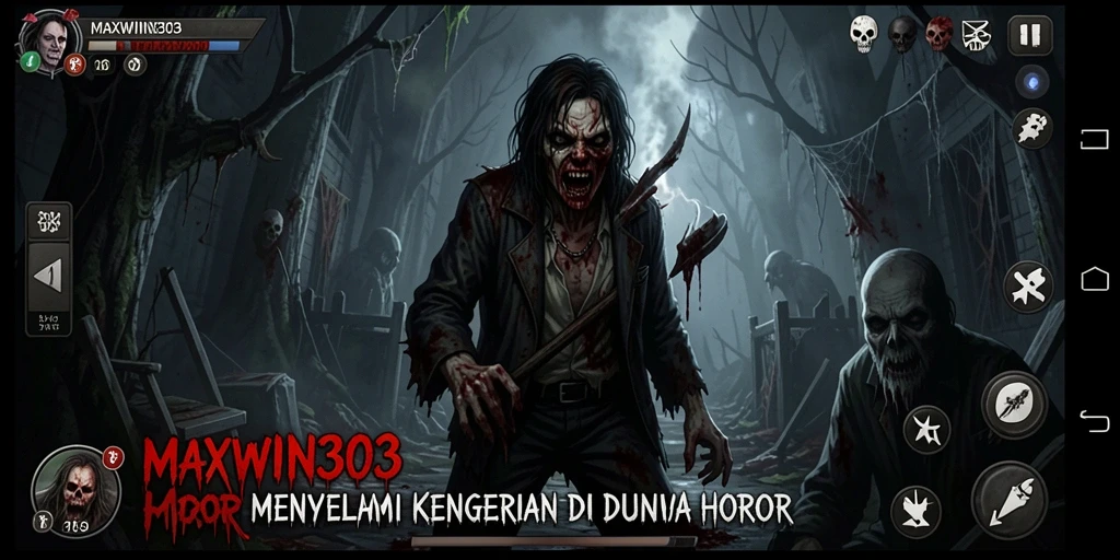 Tampilan gameplay seram di MAXWIN303 dengan suasana mencekam.