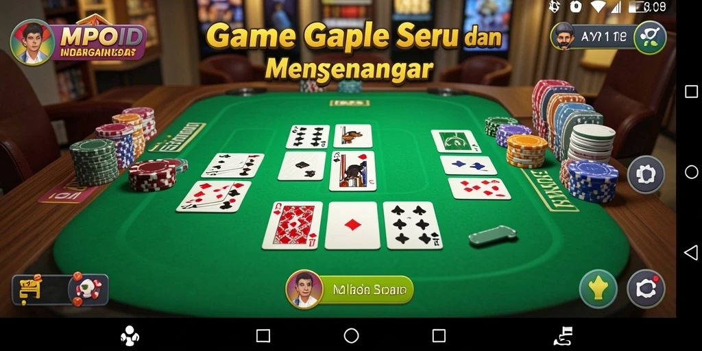 Screenshot utama MPOID menampilkan gameplay Gaple yang seru dan interaktif.
