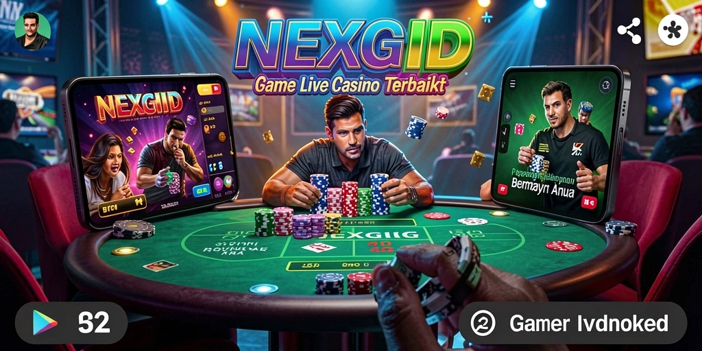 Screenshot NEXGID memperlihatkan dealer profesional dalam permainan Live Casino.